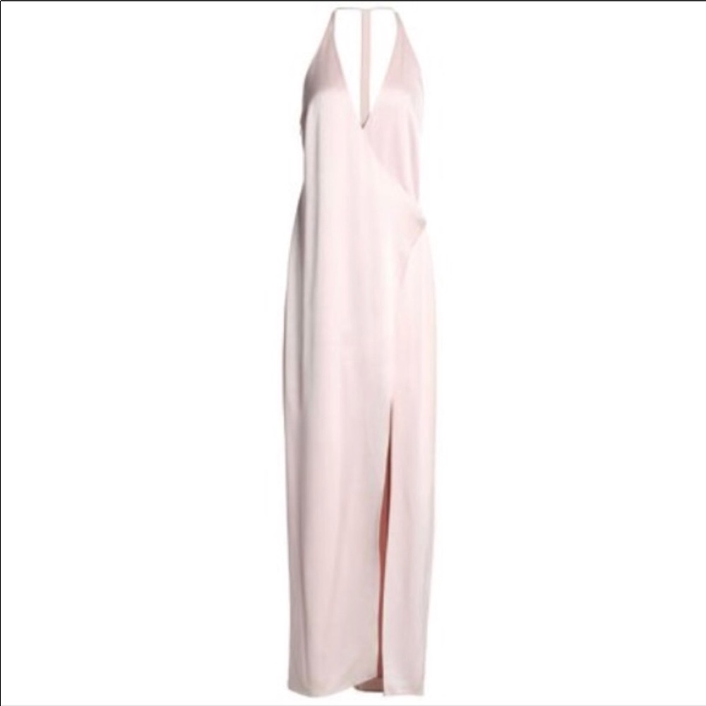 Halston Heritage satin crepe gown lt pink size 4